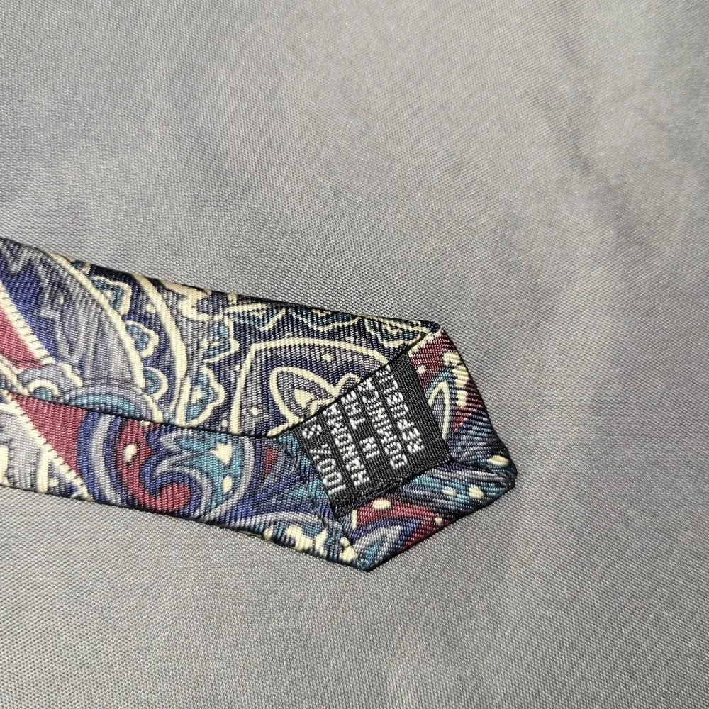 Cross & Windsor Mens Neck Tie Blue Red 100% Silk Classic Hand Made Dominican
